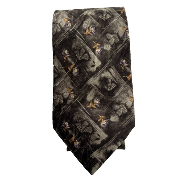 Robert Talbott Best Of Class Men's Silk Tie 56" Gray/Purple Floral Abstract - Picture 1 of 11